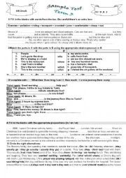 English Worksheet: GRAMMAR SAMPLE TEST