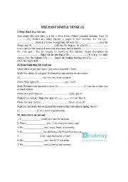 English Worksheet: Past simple tense