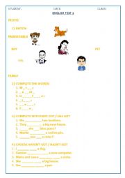 English Worksheet: People, Family, Have Got