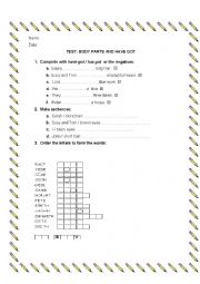 English Worksheet: Body parts and Have got