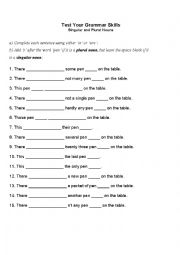 English Worksheet: Practice with singular and plural forms - the verb TO BE