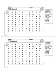 English Worksheet: country word search