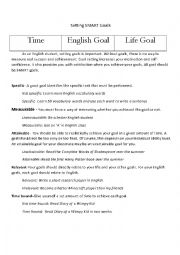 English Worksheet: Setting SMART Goals