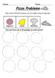 English Worksheet: Pizza Problem Solving