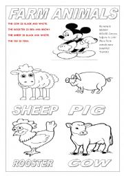 English Worksheet: FARM ANIMALS - COLORING