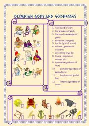 English Worksheet: olympian gods