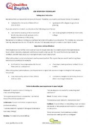 English Worksheet: Job Interview Vocabulary 