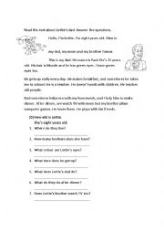 English Worksheet: Reading comprehension