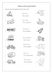 English Worksheet: Means of Transportation