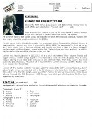 English Worksheet: John Lennon test 