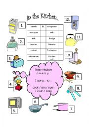 English Worksheet: In the kitchen