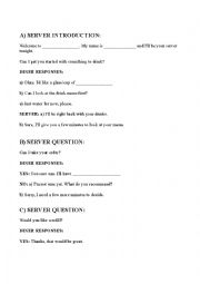 English Worksheet: Restaurant Role Play