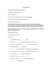 English Worksheet: Its and Its
