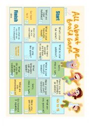 English Worksheet: All about Me Board Game