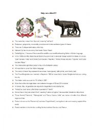 English Worksheet: italy true or false