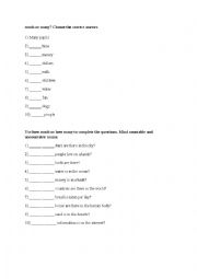 English Worksheet: much or many