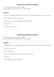English Worksheet: Asking and giving direction dialogues