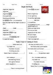 English Worksheet: Jingle bell rock / Santa Claus is coming to town