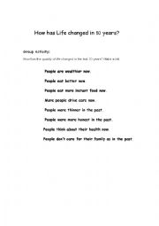 English Worksheet: 10 years How has Country and the People Changed?