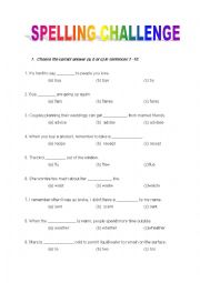 English Worksheet: Spelling Challenge