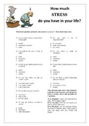 English Worksheet: How much stress do you have in your life? Survey