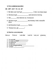 English Worksheet: Phrasal verbs 