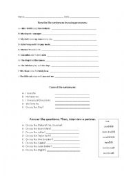 English Worksheet: Object Pronouns for Beginners
