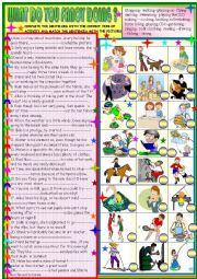 English Worksheet: Free time activities: understanding and completing sentences