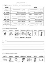 English Worksheet: Simple Present - 3 person