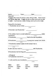 English Worksheet: Pocahontas Grammar worksheet