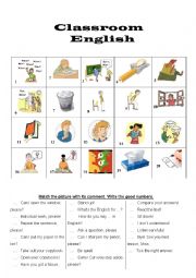 English Worksheet: Classroom English