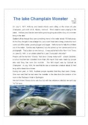 English Worksheet: The lake Champlain Monster Reading