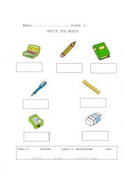 English Worksheet: School things