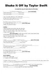 English Worksheet: Taylor Swift, Shake It Off Song