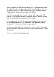 English Worksheet: Morning routines reading/writing