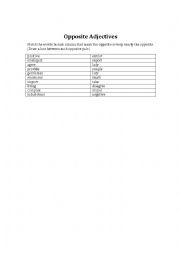 English Worksheet: Opposite Adjectives Matching Activity