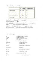 English Worksheet: Like + ing