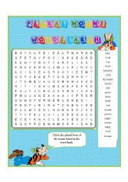 English Worksheet: PLURAL NOUNS 1:  Wordsearch