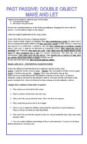 English Worksheet: Past passive with double object and passive with make and let
