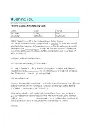 English Worksheet: Behind You - Bullying