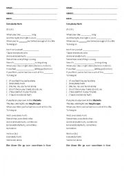 English Worksheet: Everybody hurts