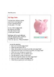 MY PIGGY BANK (a poem+ questions)