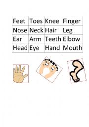 English Worksheet: Body parts-cu and paste