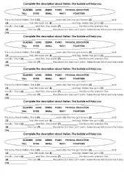 English Worksheet: Complete the description about Hellen