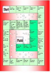 Board game Present Simple Questions Revision