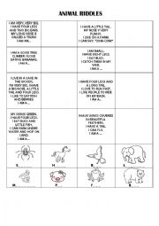 English Worksheet: Animals Riddles