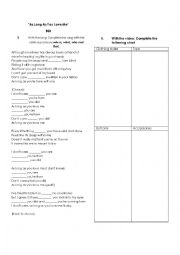 English Worksheet: Song Worksheet