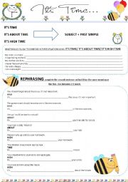 English Worksheet: Its time/ Its high time / Its about time FCE