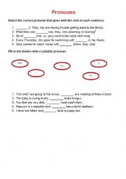 English Worksheet: PRONOUNS