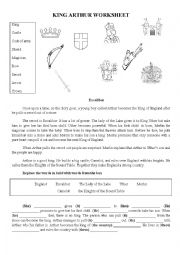 KING ARTHUR worksheet